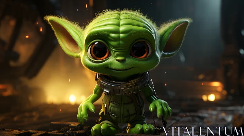 Enigmatic Baby Yoda in Daz3D Style AI Image