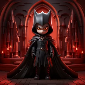 Gothic Character Design: Black Cat Persona in 3D AI Image