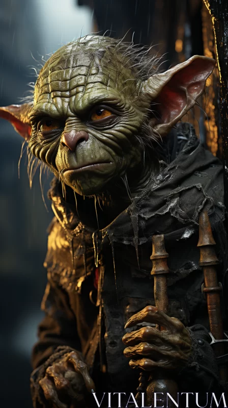 Enthralling Yoda Character Art in a Forest Setting AI Image