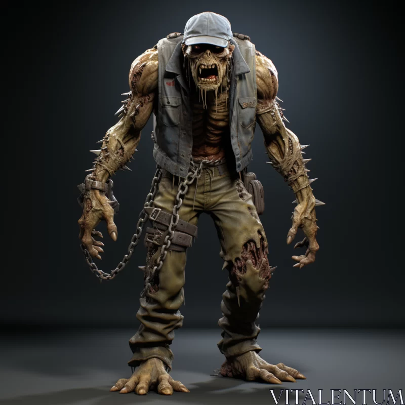 Chained Zombie in Softbox Lighting - 3D CG Art AI Image