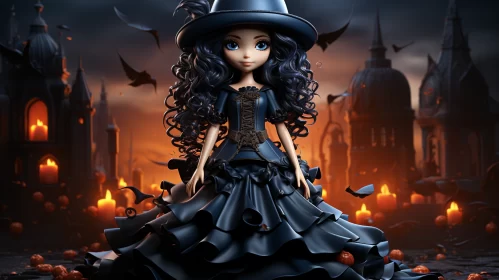 Enchanting Witch of the Woods - Halloween Artwork AI Image