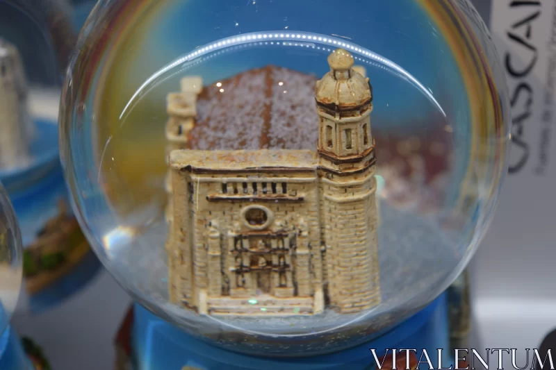 Mixed Media Snow Globe with Miniature Religious Building Free Stock Photo