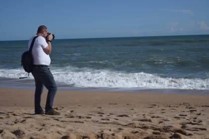 Man Contemplating Waves on Beach - Nikon D750 Photography