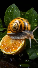 Snail on Citrus Slice: A Nature-Inspired Precisionist Portrait AI Image