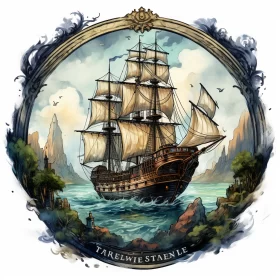 Stamestetr Ship Game Icon: A European Ink Painting