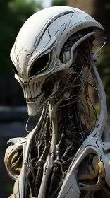 White Alien with Green Eyes: A Study in Vray Tracing and Suburban Ennui AI Image