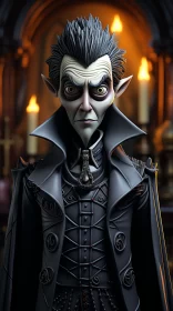 Gothic Revival Styled Dracula Character - Goblin Academia Art AI Image