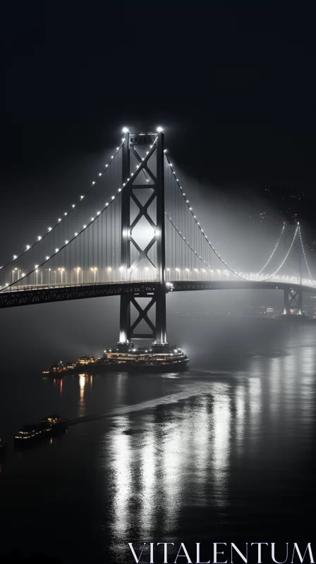 AI ART Misty Bay Bridge under Illuminated Lights - San Francisco Renaissance