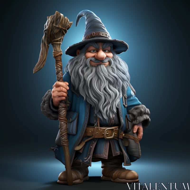 Realistic and Detailed Gnome Character in Blue Gear AI Image