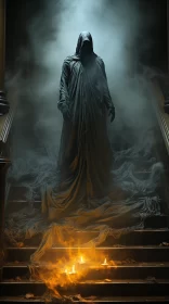 Ethereal Grim Reaper Ascending Staircase AI Image