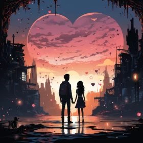 Love in a Fantasy City - Animated Valentine's Day Art AI Image