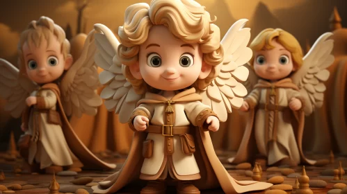 Cartoonish Angels: A Fusion of Baroque and Toyism AI Image