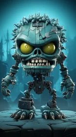 Zombie-Inspired Robot in 2D Game Art and Baroque Sculptor Style AI Image