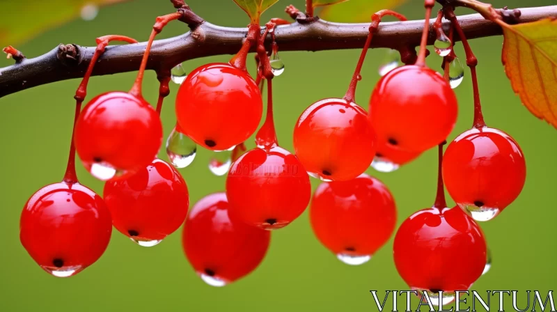 Captivating Saturated Red Berries with Water Drops AI Image