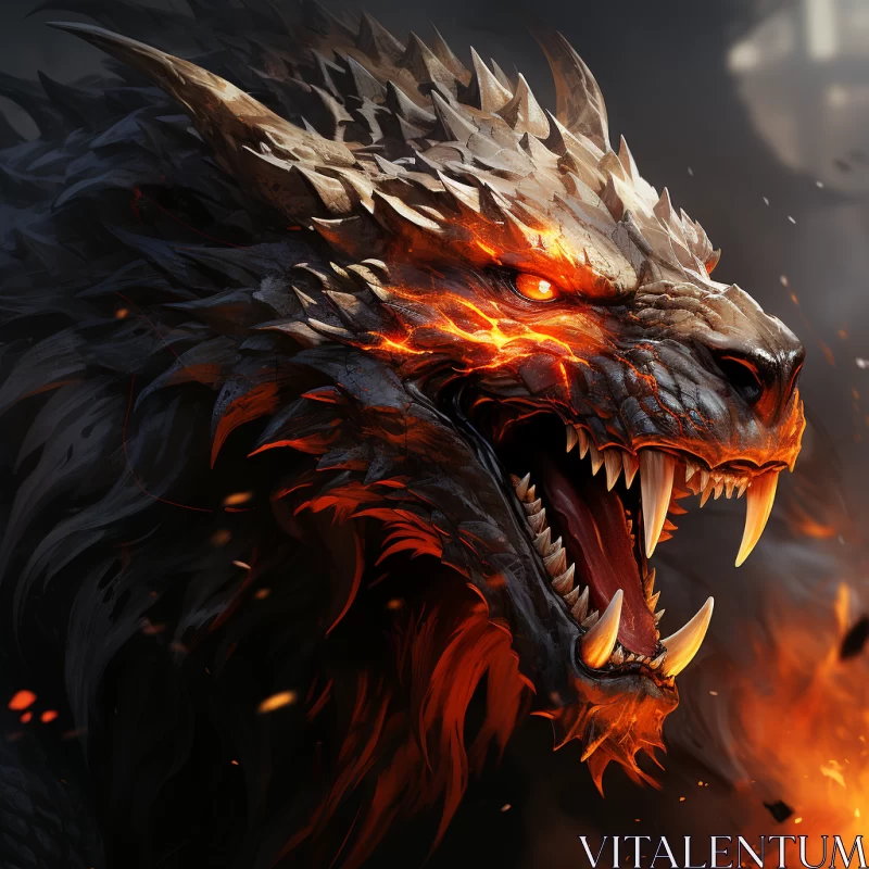 Concept Art Style Dragon with Fire - Dark & Explosive Illustration AI Image