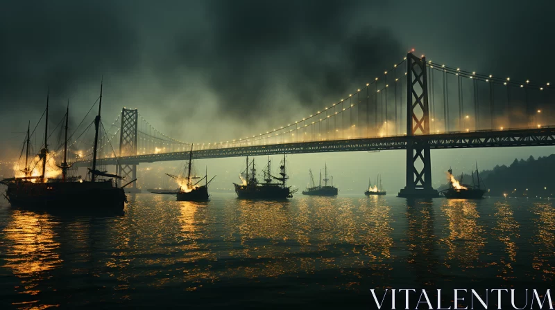 Boats on Water: A San Francisco Renaissance Style Depiction AI Image