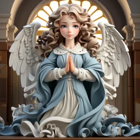 Detailed Angel Statue Illustration in Church AI Image