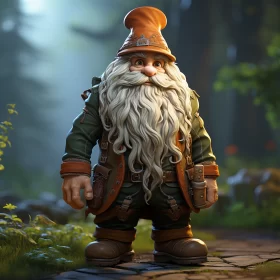 Whimsical Gnome Journey in Forest - Detailed Photorealistic Image AI Image