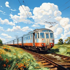 Journey of a Train: A Fusion of Pop Art and Realistic Landscapes AI Image