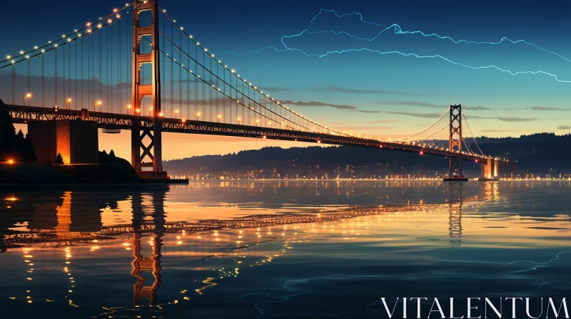 Golden Gate Bridge: An Evening of Energy-filled Illustration AI Image