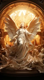 Golden Palette Angel - Detailed Rendering Sculpture Art AI Image