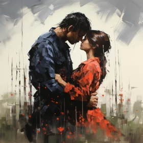Romantic Manga Style Painting with Red Poppies AI Image