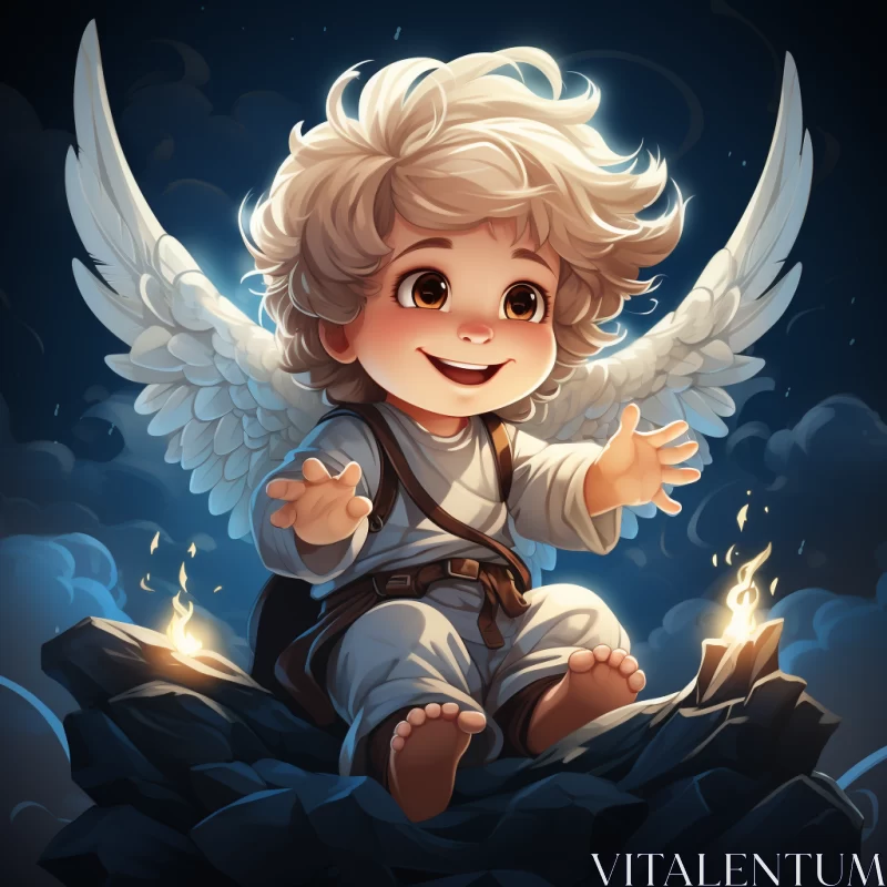 Charming Neotraditional Angel Illustration in 2D Game Art Style AI Image