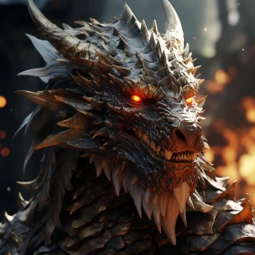 Detailed Dragon Portrait in Fire - Fantasy Art AI Image
