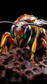 Intricate Portrait of Wasp on Chocolate: A Study in Contrast AI Image
