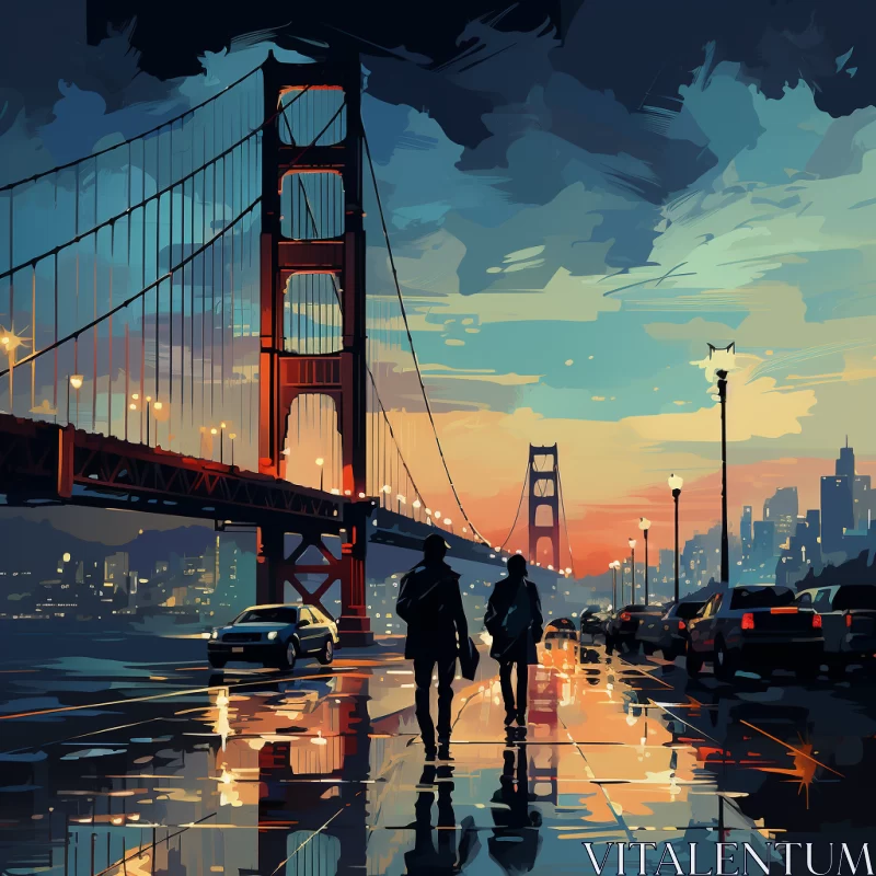 AI ART Pixelated Landscape Art of a Couple Walking in the City