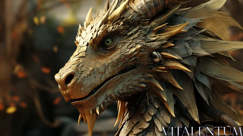 Captivating Dragon Head Art in Gold and Bronze Tones AI Image