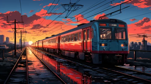 Anime Art Style Train Journey: Neo-Traditional Japanese Aesthetic AI Image