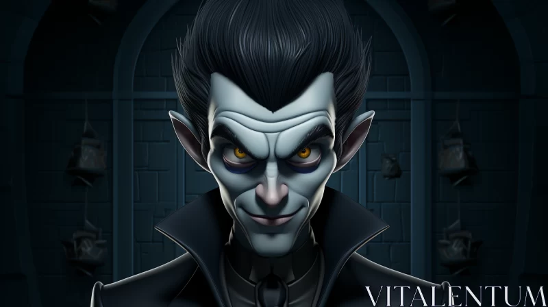 Cartoonish Caricature of a Vampire in 2D Game Art AI Image