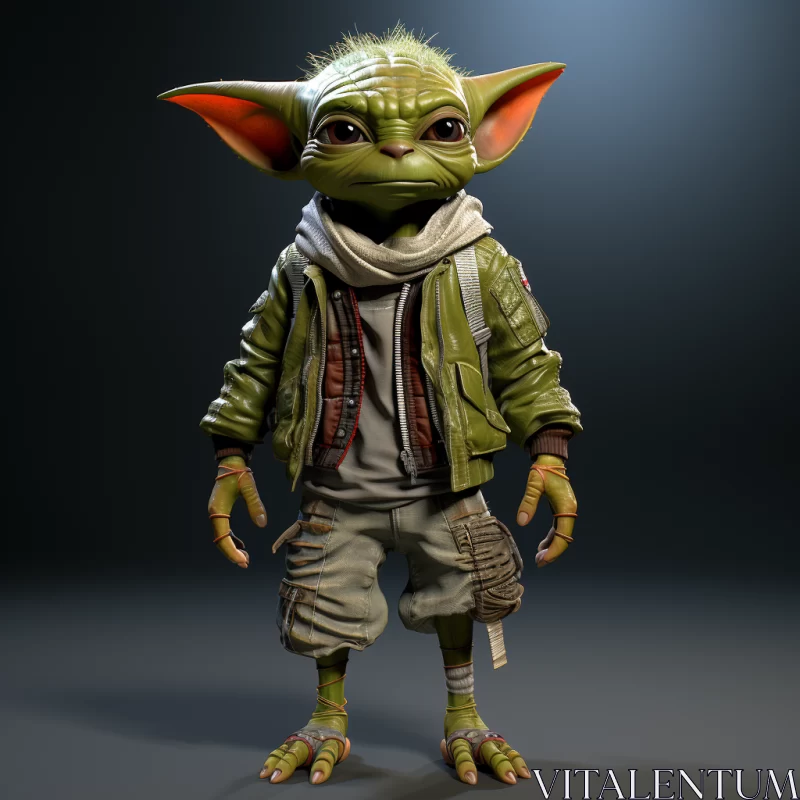 Child Yoda: A Surrealistic 3D Model in Realistic Design AI Image