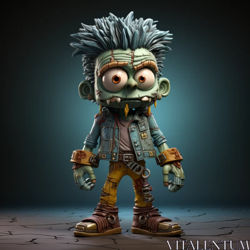 3D Cartoonish Zombie Character in Piratepunk Style AI Image
