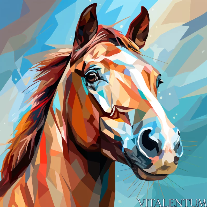 Colorful Cubist Horse Portrait - A Digital Artwork AI Image