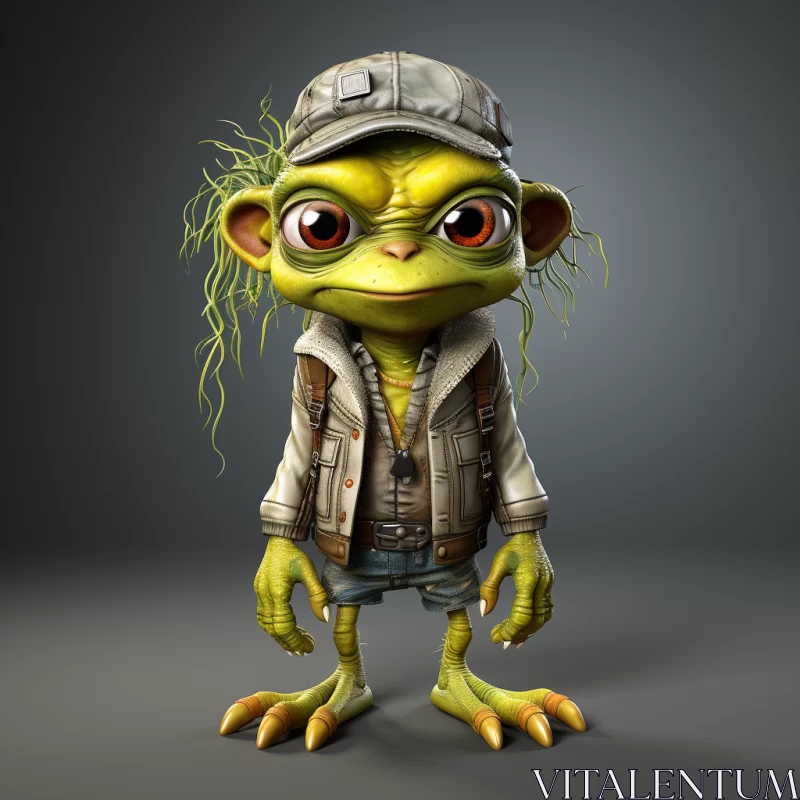 AI ART Whimsical 3D Cartoon Character with Frogcore Influence