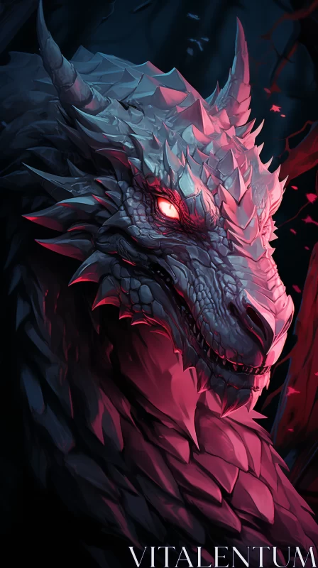 Detailed Dragon Illustration on Dark Background AI Image