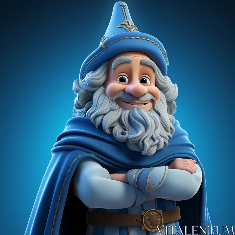 Fairytale-inspired Blue Cartoon Gnome: A 3D Artistry AI Image