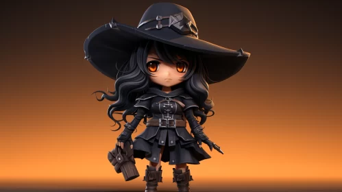 Cartoon Witch in Game Art Style - Detailed Anime Characters AI Image