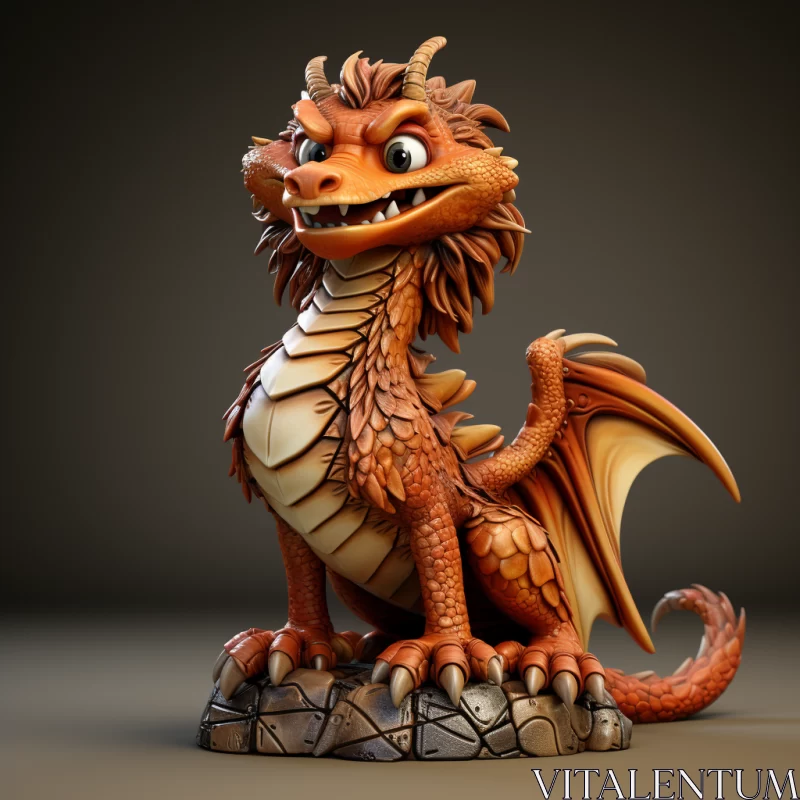 Charming Orange Dragon: A Zbrush Style 3D Rendered Character Study
