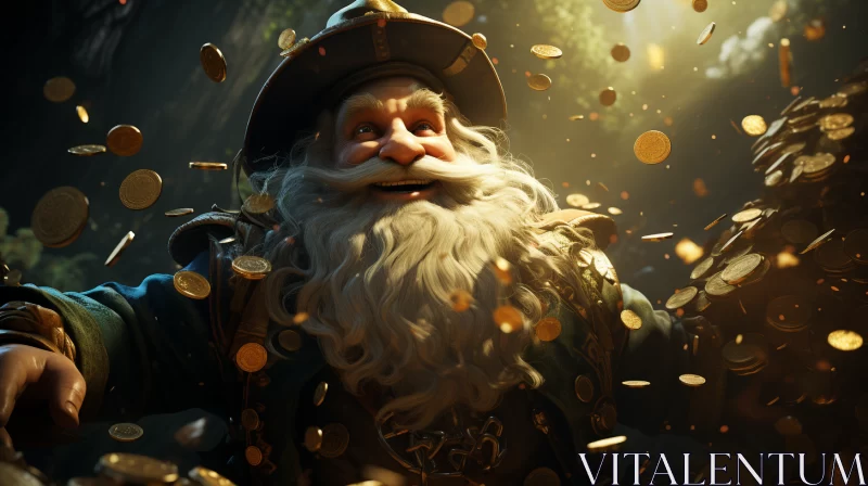 Golden Elf in Festive Atmosphere - A Marine backdrop AI Image