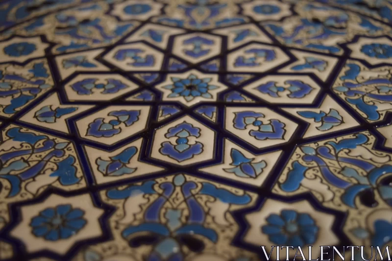 Arabic Pattern Tile: A Blend of Light Bronze, Blue, and White Free Stock Photo