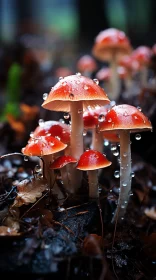 Enchanting Display of Dewy Mushrooms in Norwegian Nature AI Image