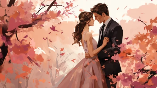 Wedding Day Kiss - A Digital Anime Portraiture AI Image
