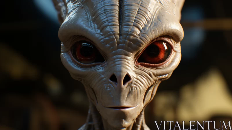 Alien Head Render: A Close-up Shot in Vray Tracing Style AI Image