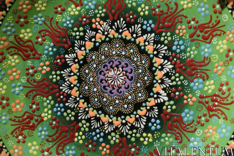 Hand-Painted Colorful Mandala Tapestry Free Stock Photo