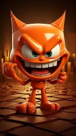 Orange Grotesque Cat Character - Playful 3D Animation Scene AI Image