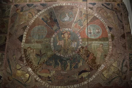 19th Century Church Ceiling with Biblical Motifs and Earth Tones