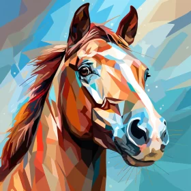Colorful Cubist Horse Portrait - A Digital Artwork